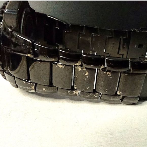 Guess Large Black Chronograph Wrist Watch Rhinestones - Picture 4 of 7